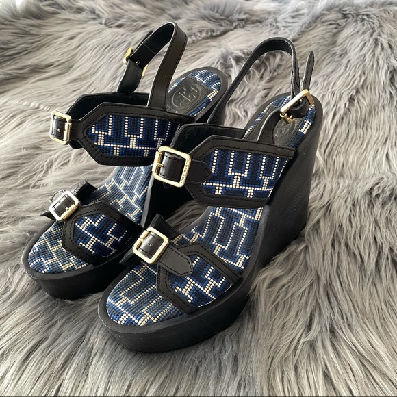Tory Burch Shoes - TORY BURCH florian needlepoint high wedge